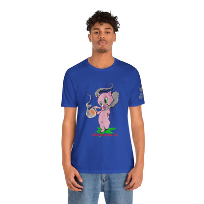 Smoking Hog Leg Pink Pig Tee - Premium Airlume Cotton Cannabis Culture Art