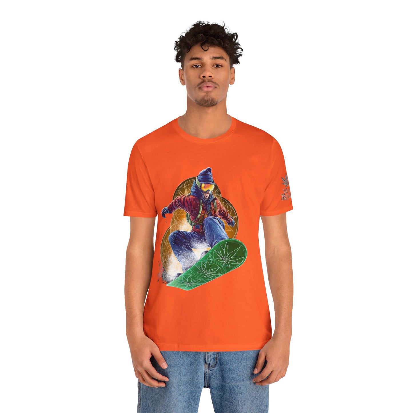 High Roller Snowboard Cannabis T-Shirt - Premium 420 Winter Sports Action Shred Mountain Lifestyle Apparel