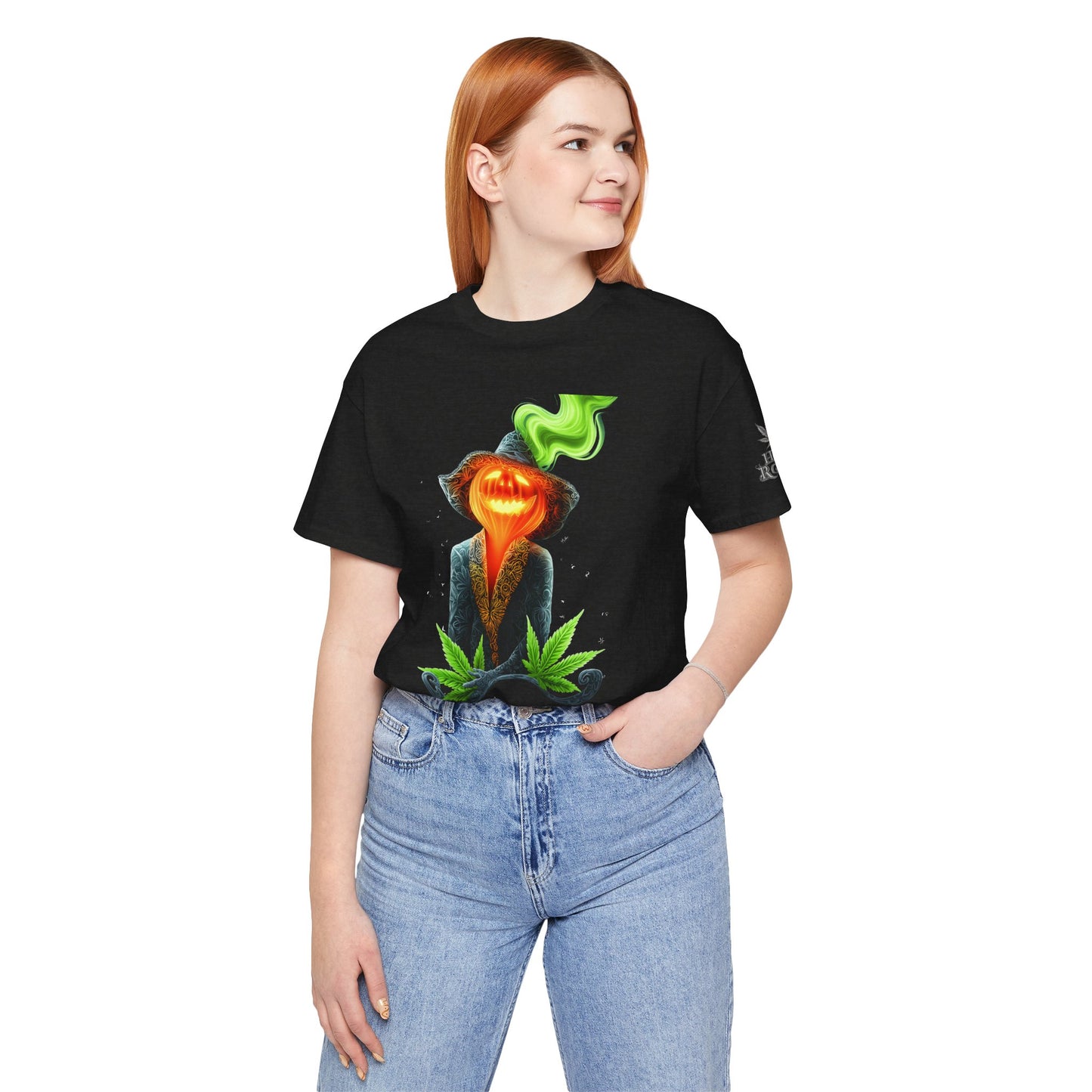 Victorian Pumpkin Gentleman HIGH ROLLER Halloween Cannabis T-Shirt - Premium Jack-o'-Lantern Aristocrat Meditation 420 Apparel