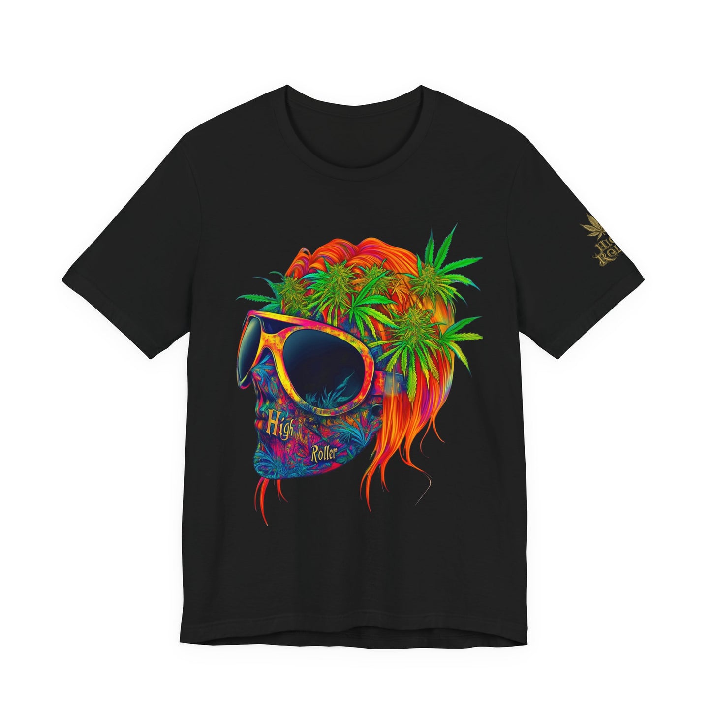 Tropical Cannabis Skull Tee - Paradise Vibes Art Design | High Roller