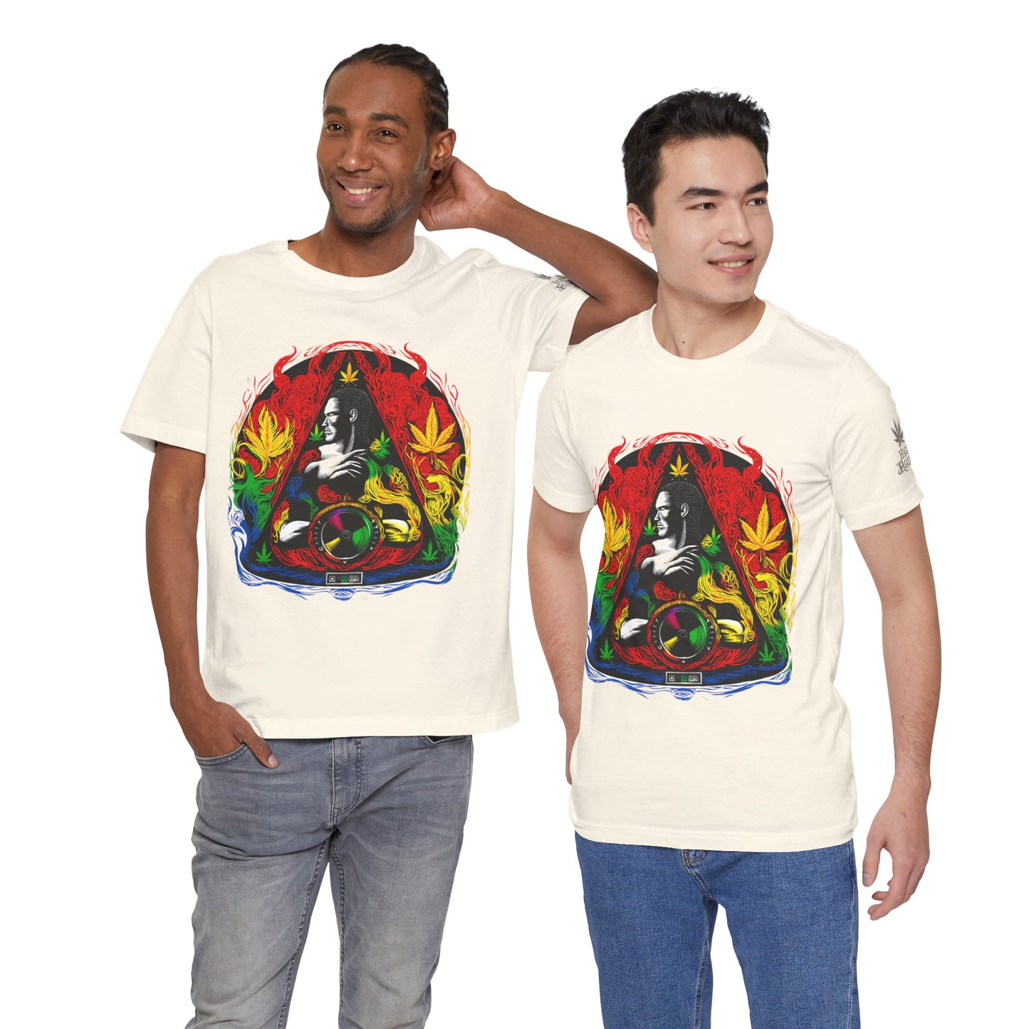 High Roller Sacred Buddha Cannabis T-Shirt - Premium 420 Spiritual Meditation Enlightenment Botanical Artistry Apparel