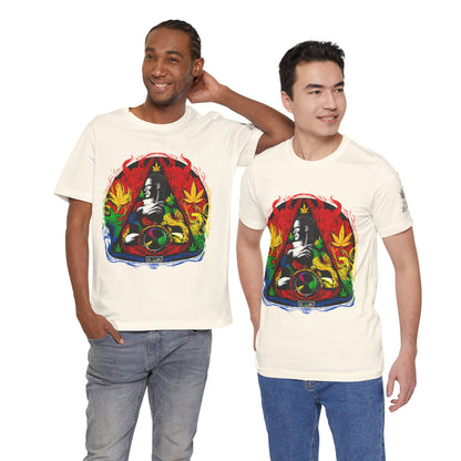 High Roller Sacred Buddha Cannabis T-Shirt - Premium 420 Spiritual Meditation Enlightenment Botanical Artistry Apparel