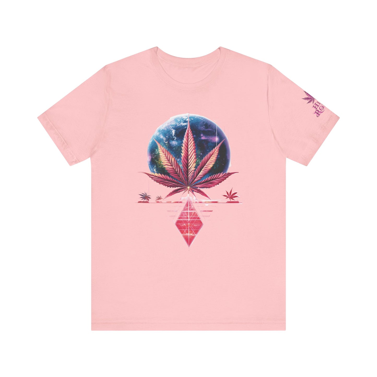 Cosmic Paradise Tee - Premium Airlume Cotton Cannabis Culture Vaporwave Tropical Art