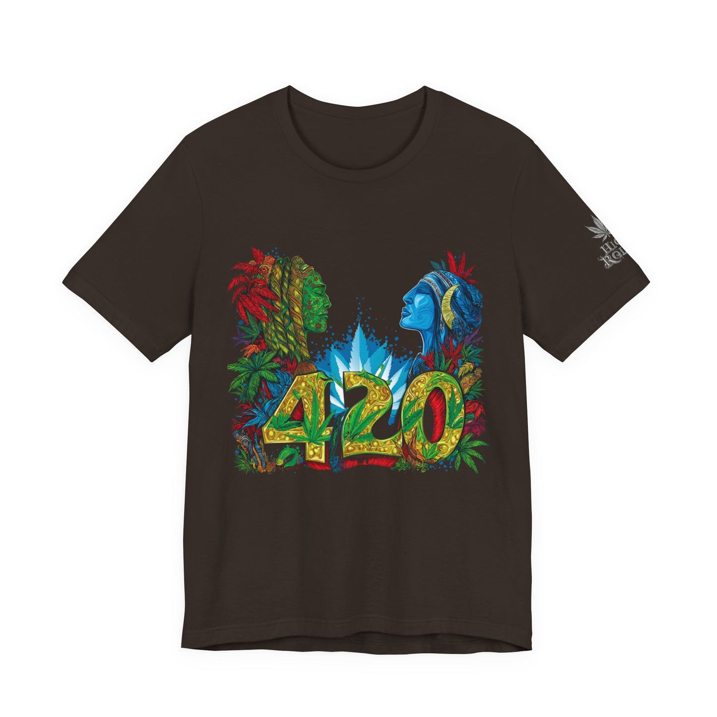 420 Celebration Premium Cannabis Culture T-Shirt - Dual Profile Art With Nature Elements And Bold 420 Typography