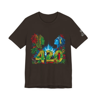 420 Celebration Premium Cannabis Culture T-Shirt - Dual Profile Art With Nature Elements And Bold 420 Typography