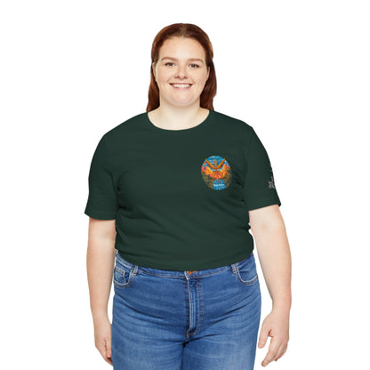Cannabis Paradise Circle Tee - Tropical Sunset Art Design | High Roller