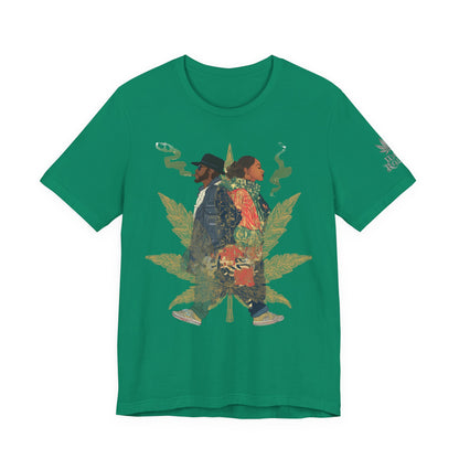 High Roller Back to Back Cannabis T-Shirt - Premium 420 Hip-Hop Duo Golden Leaf Street Culture Partnership Unity Apparel
