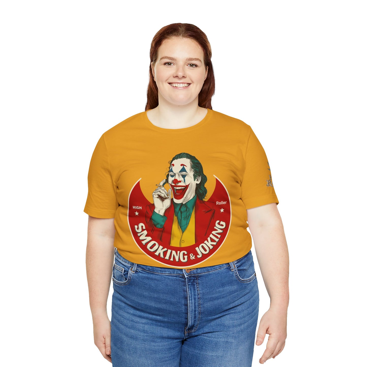 High Roller Villain T-Shirt - Premium Airlume Cotton Cannabis Joker Badge Art Tee