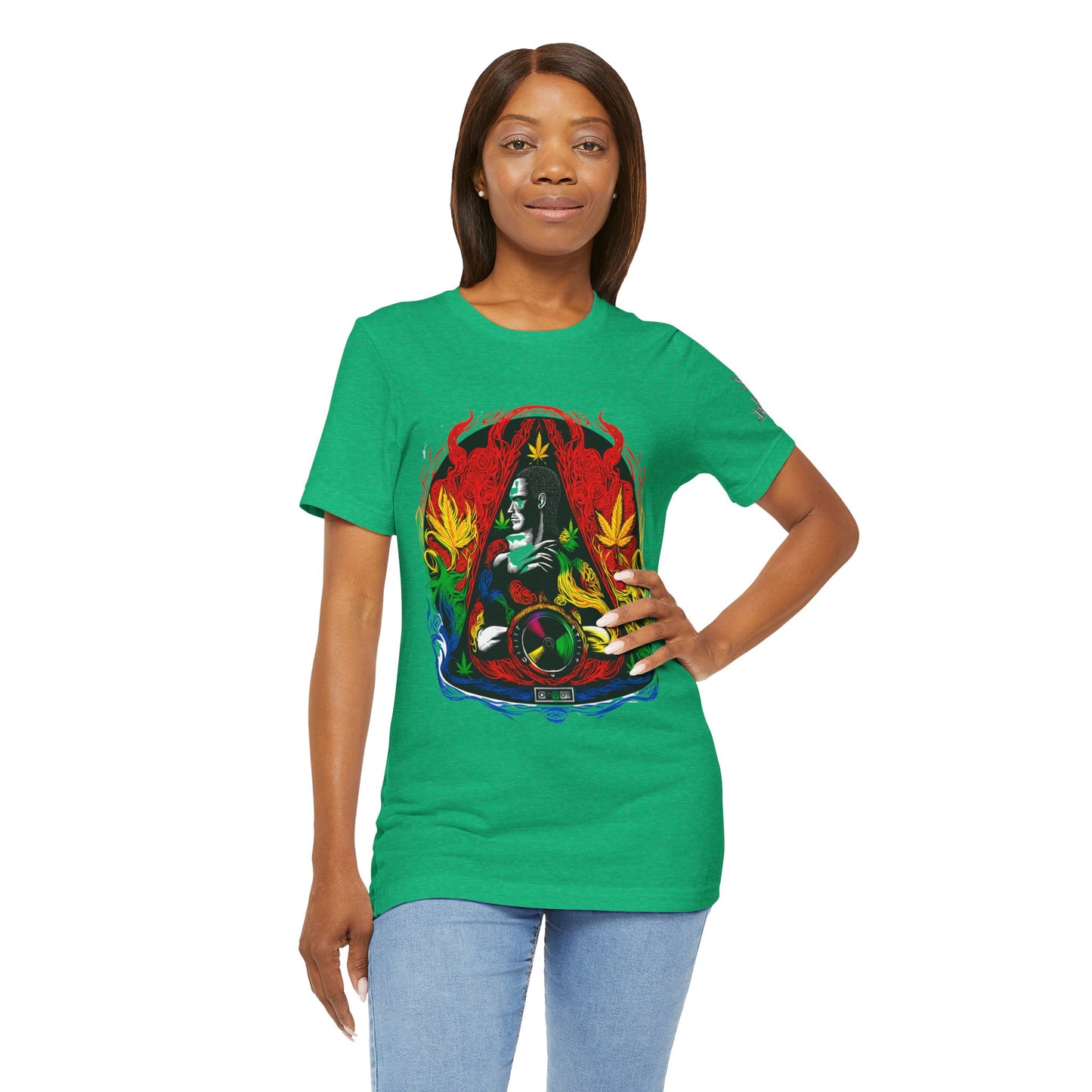 High Roller Sacred Buddha Cannabis T-Shirt - Premium 420 Spiritual Meditation Enlightenment Botanical Artistry Apparel