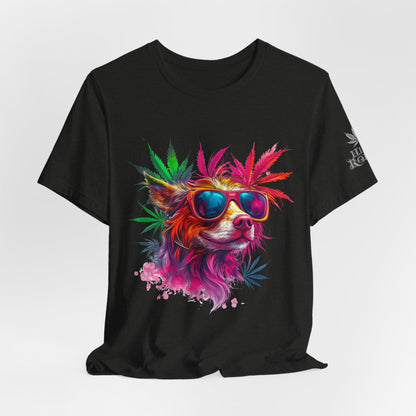 Spectrum Pup Tee - Premium Airlume Cotton Cannabis Culture Psychedelic Dog Art