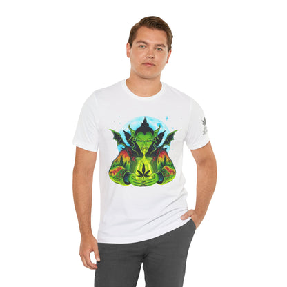 Mystic Dragon Guardian Cannabis Meditation T-Shirt - Premium Psychedelic 420 Apparel