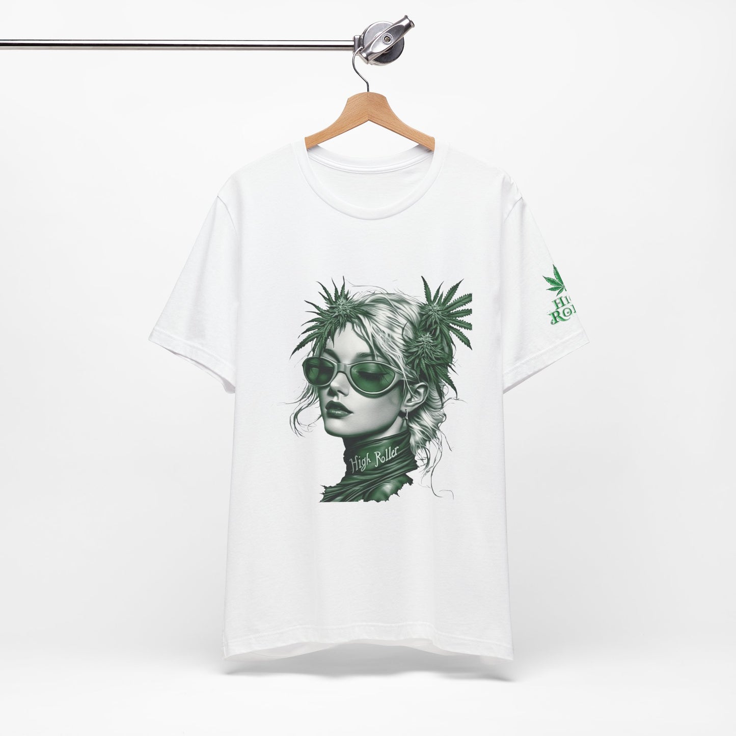 Green Queen T-Shirt - Premium Airlume Cotton Cannabis Crown Portrait Art Tee