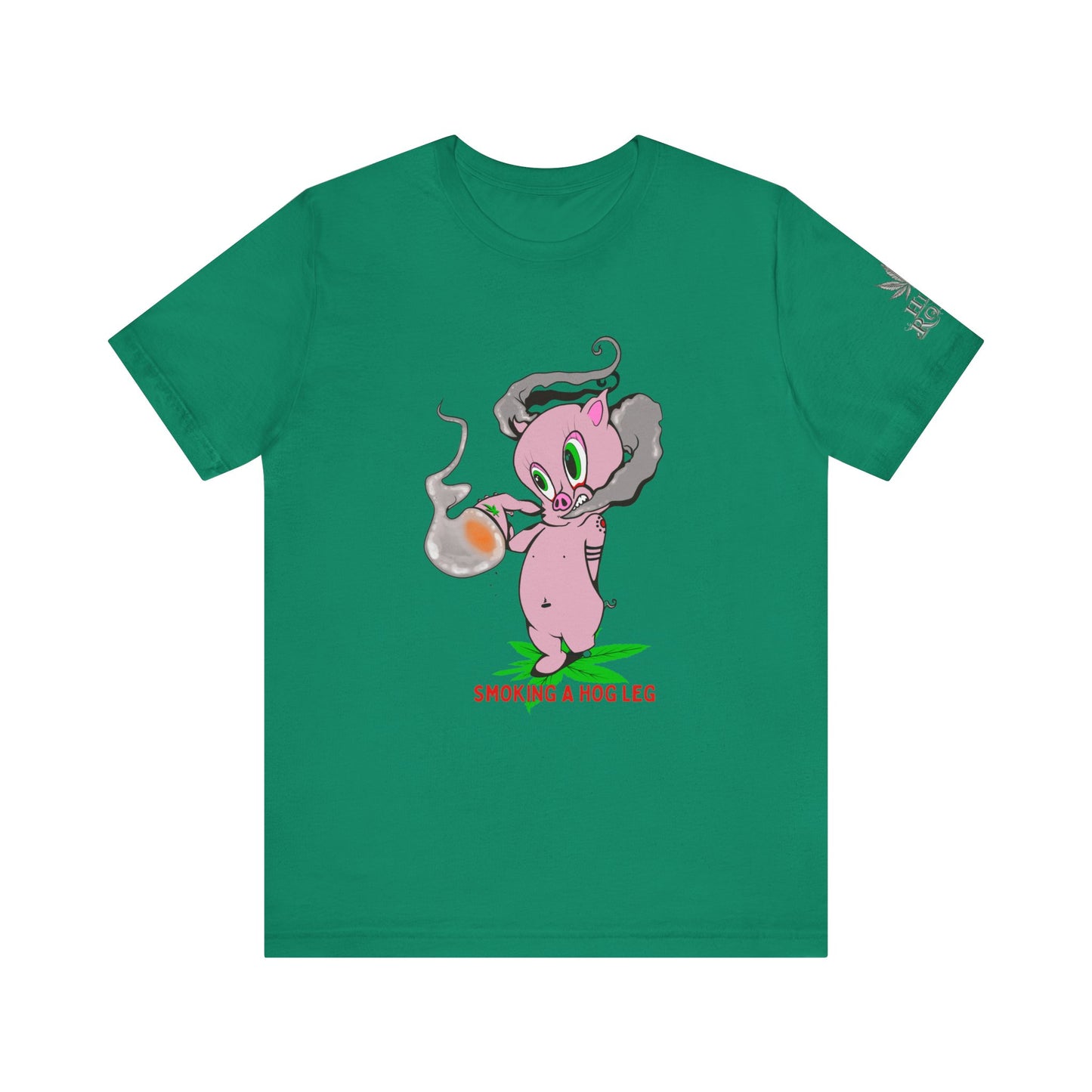 Smoking Hog Leg Pink Pig Tee - Premium Airlume Cotton Cannabis Culture Art