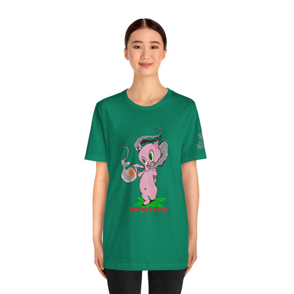 Smoking Hog Leg Pink Pig Tee - Premium Airlume Cotton Cannabis Culture Art