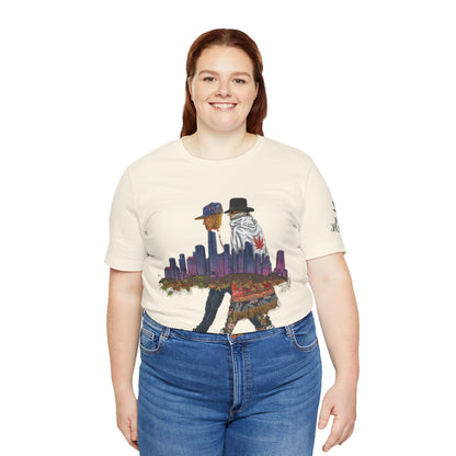 High Roller Urban Legends Cannabis T-Shirt - Premium 420 City Skyline Street Culture Double Exposure Apparel