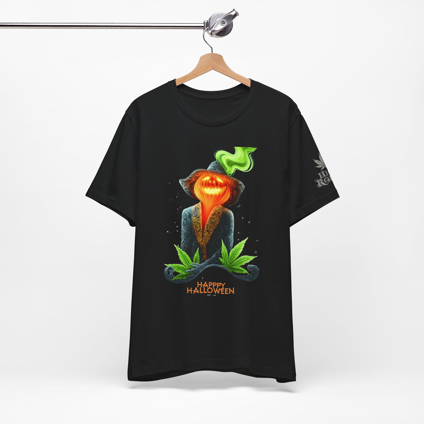Victorian Pumpkin Gentleman HIGH ROLLER Halloween Cannabis T-Shirt - Premium Jack-o'-Lantern Aristocrat Meditation 420 Apparel