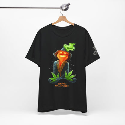 Victorian Pumpkin Gentleman HIGH ROLLER Halloween Cannabis T-Shirt - Premium Jack-o'-Lantern Aristocrat Meditation 420 Apparel