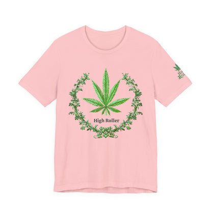 Cannabis Crest Wreath Tee - Botanical Elegance Art Design | High Roller