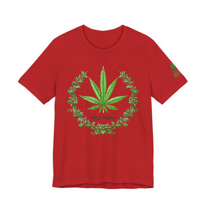 Cannabis Crest Wreath Tee - Botanical Elegance Art Design | High Roller