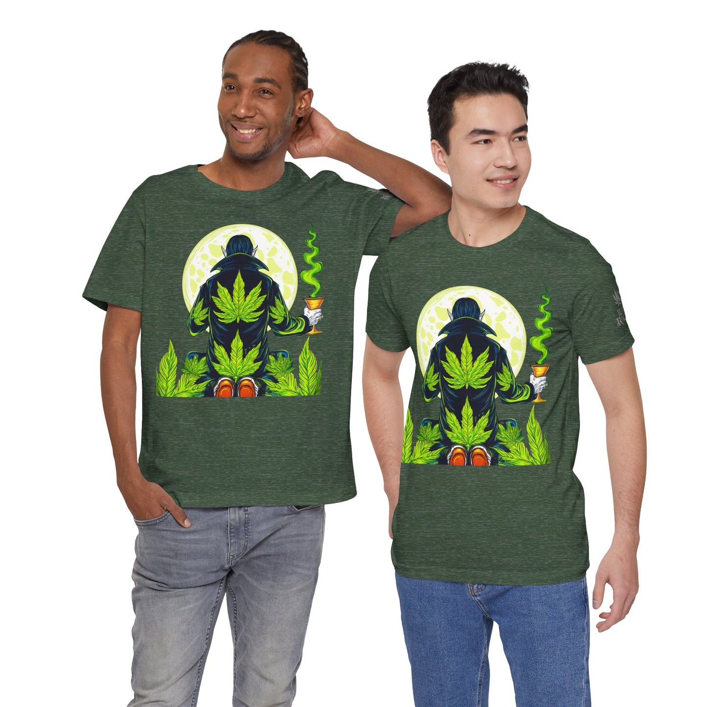 Luxury Gothic Cannabis Vampire T-Shirt - Premium Dark HIGH ROLLER Streetwear - Elevated Nocturnal 420 Fashion