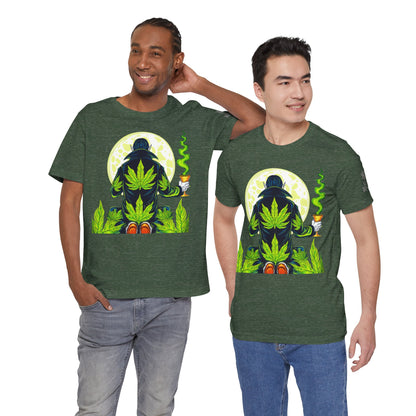 Luxury Gothic Cannabis Vampire T-Shirt - Premium Dark HIGH ROLLER Streetwear - Elevated Nocturnal 420 Fashion