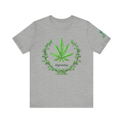 Cannabis Crest Wreath Tee - Botanical Elegance Art Design | High Roller