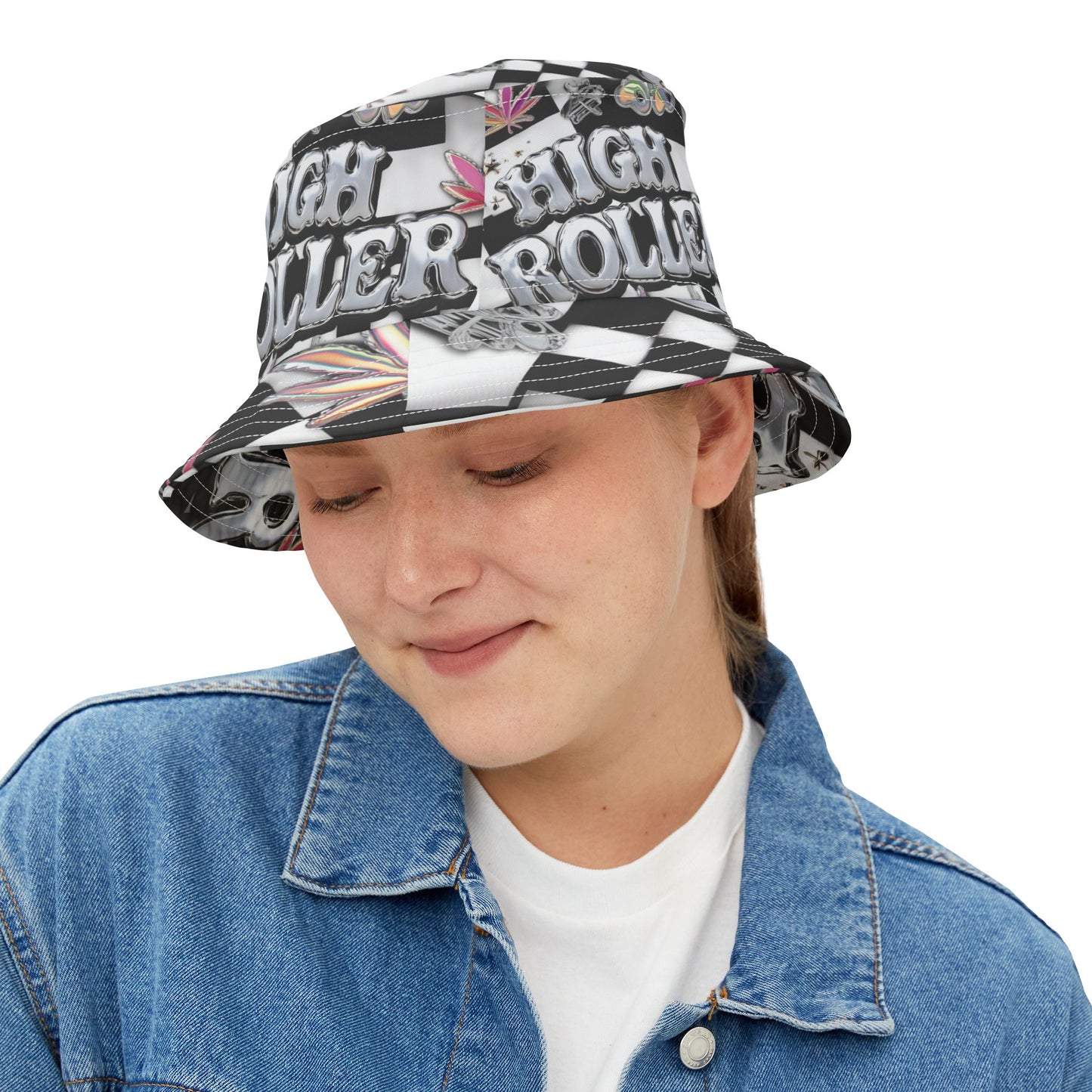 HIGH ROLLER Chrome Cyber Bucket Hat