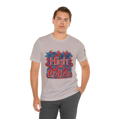 High Roller Ornate Logo Tee - Cannabis Typography Art Design | High Roller