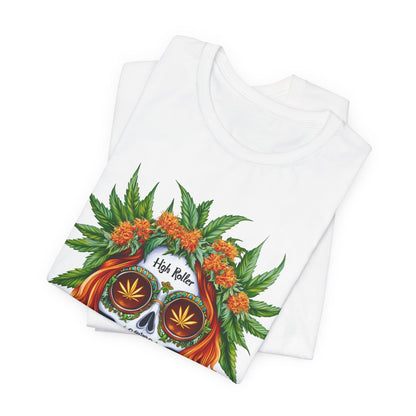 Sugar Skull Cannabis Tee - Day of Dead Art Design | High Roller