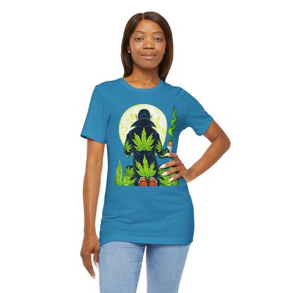 Luxury Gothic Cannabis Vampire T-Shirt - Premium Dark HIGH ROLLER Streetwear - Elevated Nocturnal 420 Fashion