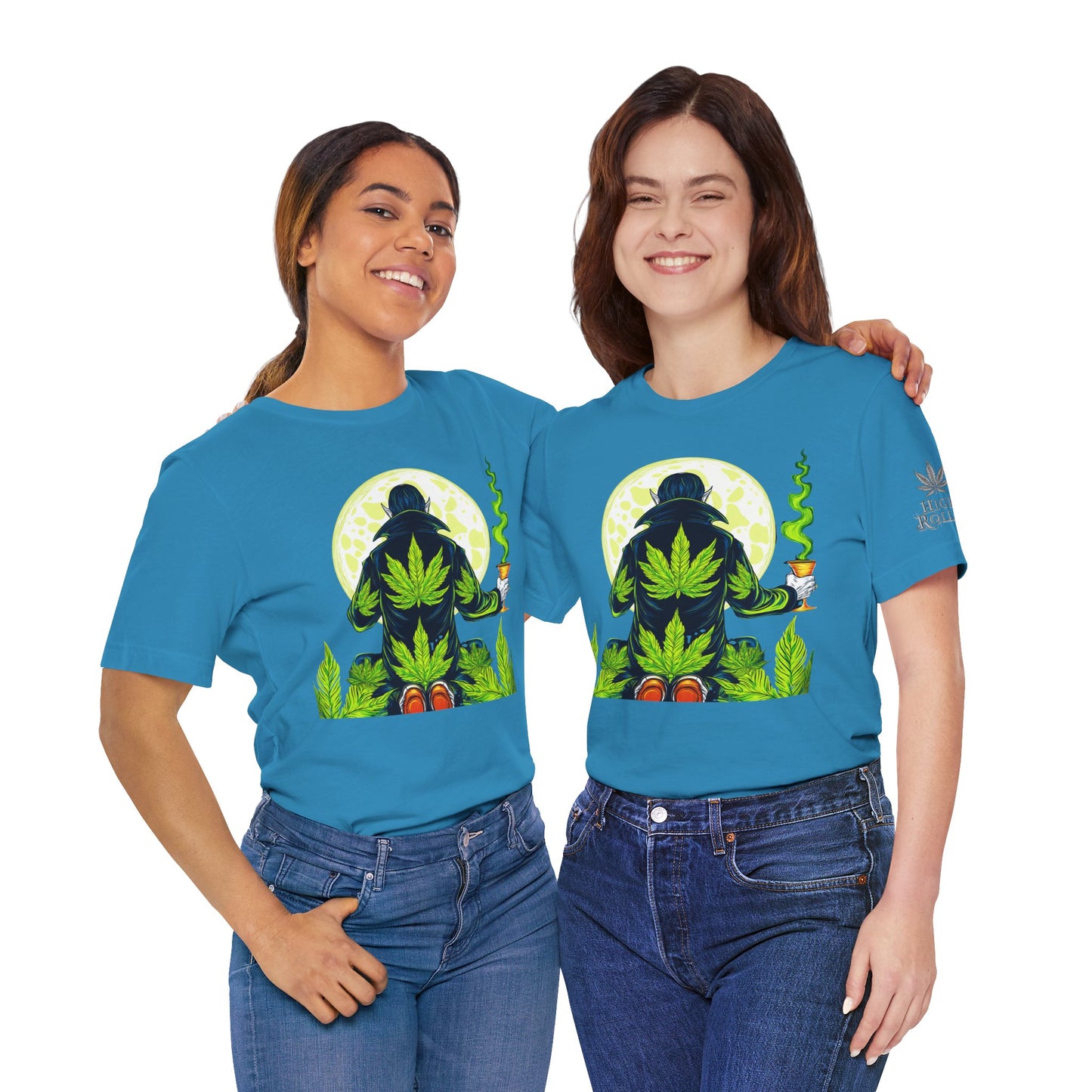 Luxury Gothic Cannabis Vampire T-Shirt - Premium Dark HIGH ROLLER Streetwear - Elevated Nocturnal 420 Fashion