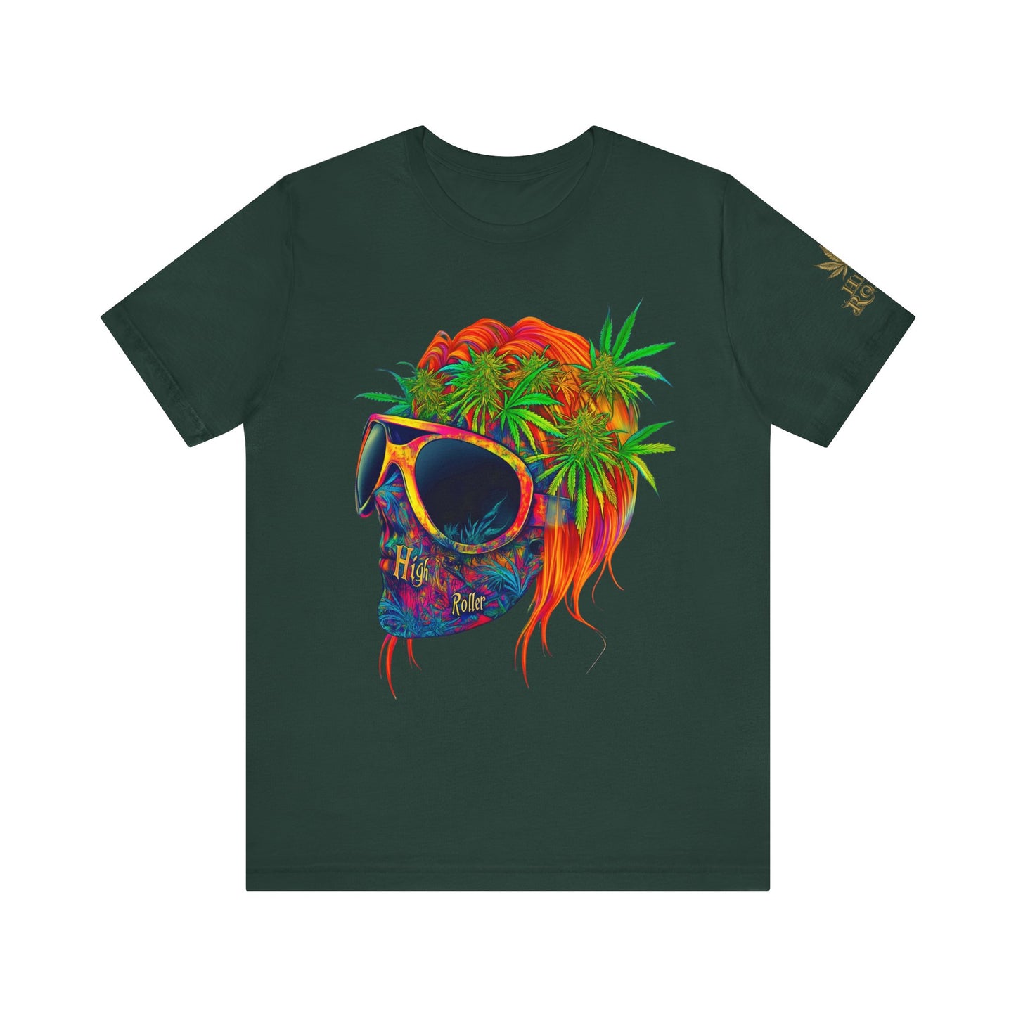 Tropical Cannabis Skull Tee - Paradise Vibes Art Design | High Roller