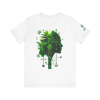 Digital Mind Tee - Premium Airlume Cotton Cannabis Culture Tech Art Matrix Design