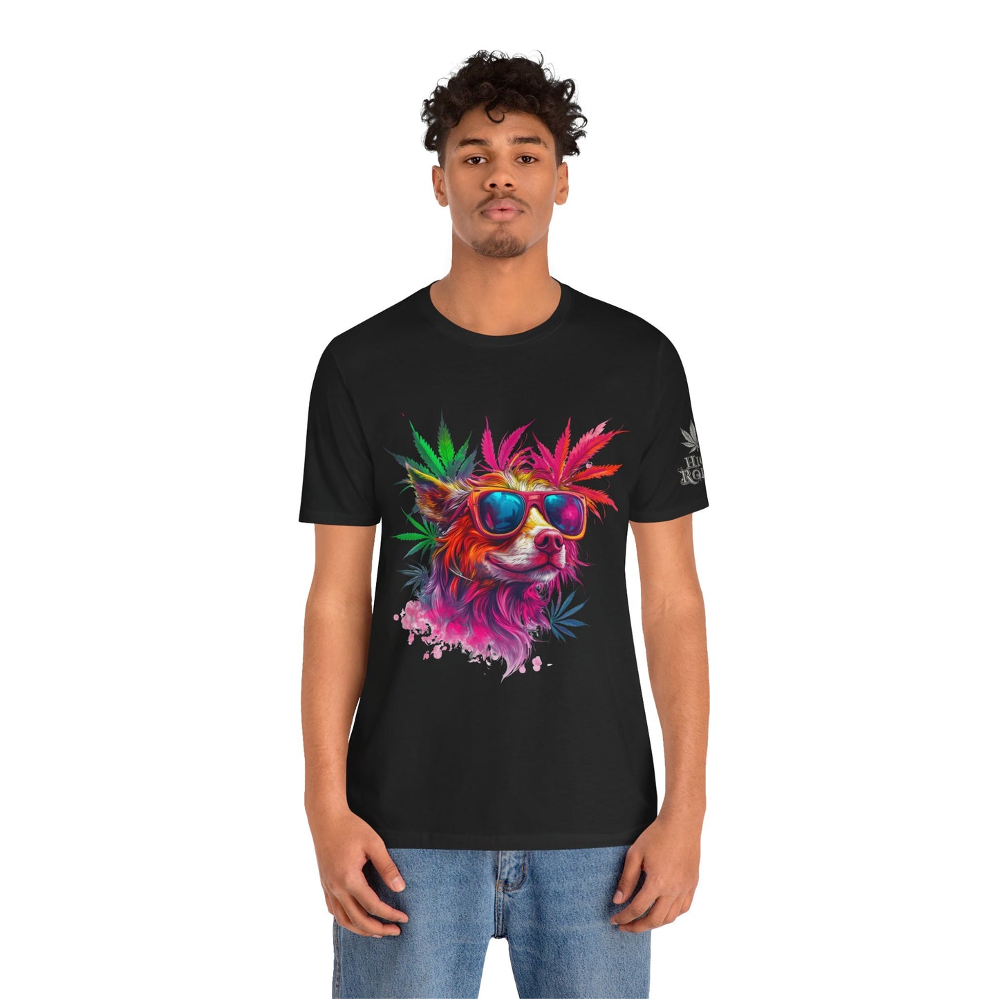 Spectrum Pup Tee - Premium Airlume Cotton Cannabis Culture Psychedelic Dog Art