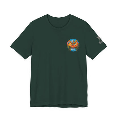 Cannabis Paradise Circle Tee - Tropical Sunset Art Design | High Roller