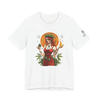 High Roller Priestess T-Shirt - Premium Airlume Cotton Cannabis Goddess Mandala Art Tee