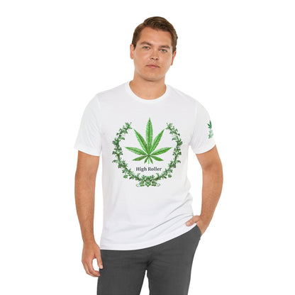 Cannabis Crest Wreath Tee - Botanical Elegance Art Design | High Roller
