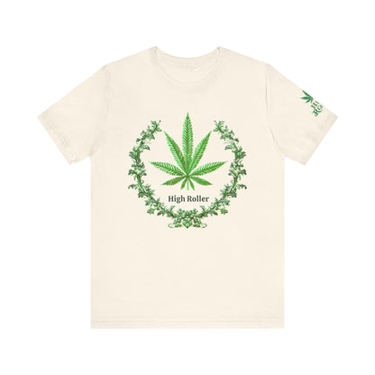 Cannabis Crest Wreath Tee - Botanical Elegance Art Design | High Roller