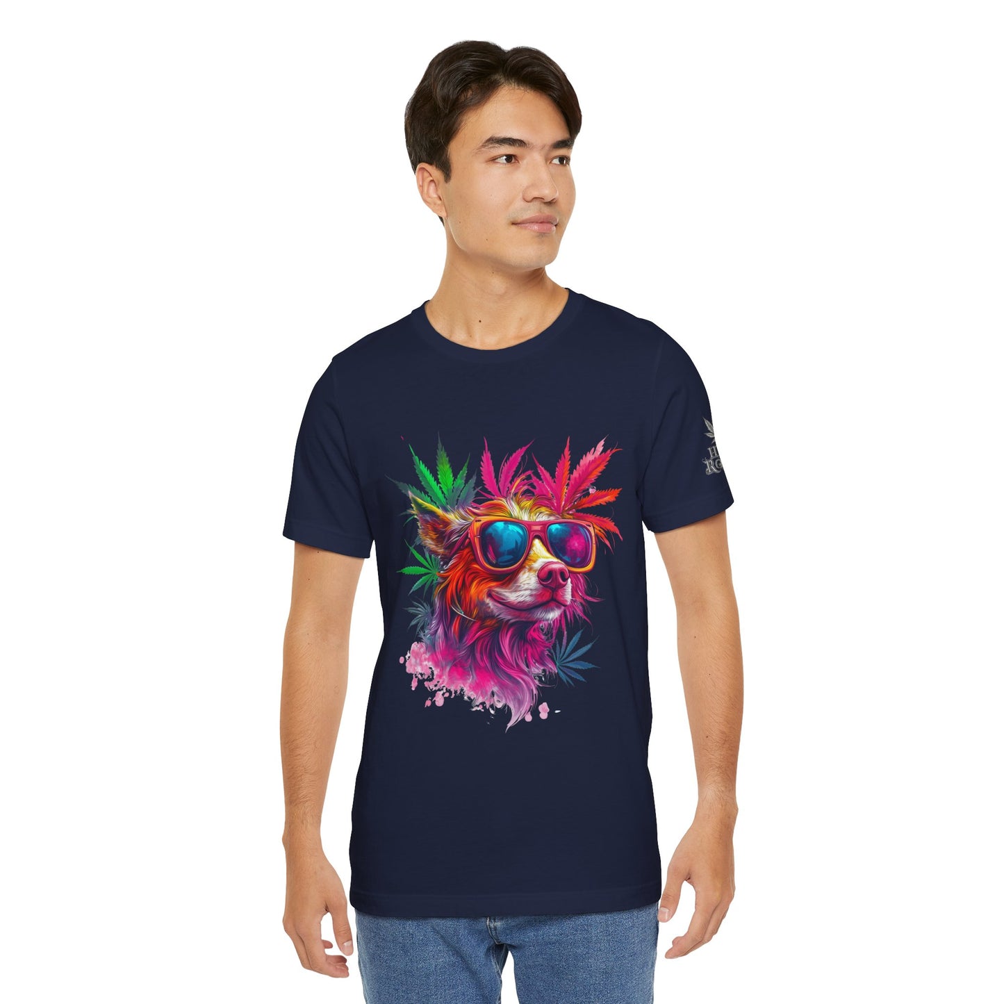 Spectrum Pup Tee - Premium Airlume Cotton Cannabis Culture Psychedelic Dog Art