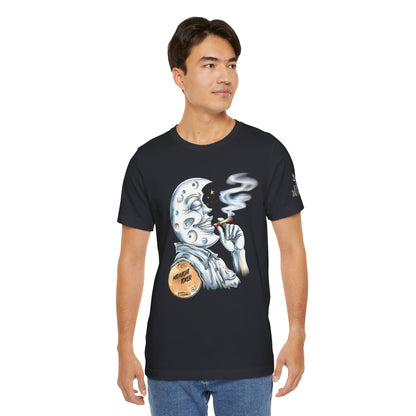 Midnight Toker Moon Tee - Celestial Cannabis Art Design | High Roller