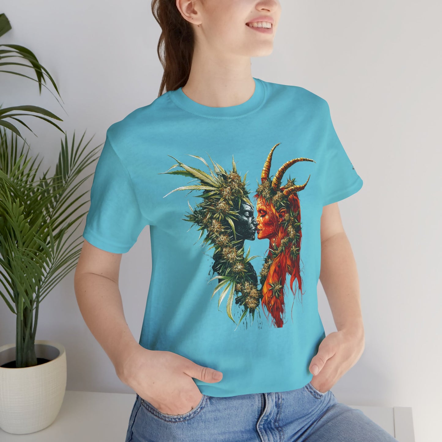 Sacred Union T-Shirt - Premium Airlume Cotton Cannabis Spirits Fantasy Art Tee