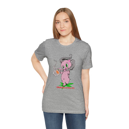 Smoking Hog Leg Pink Pig Tee - Premium Airlume Cotton Cannabis Culture Art