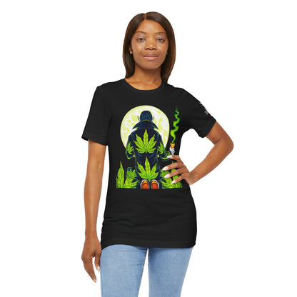 Luxury Gothic Cannabis Vampire T-Shirt - Premium Dark HIGH ROLLER Streetwear - Elevated Nocturnal 420 Fashion