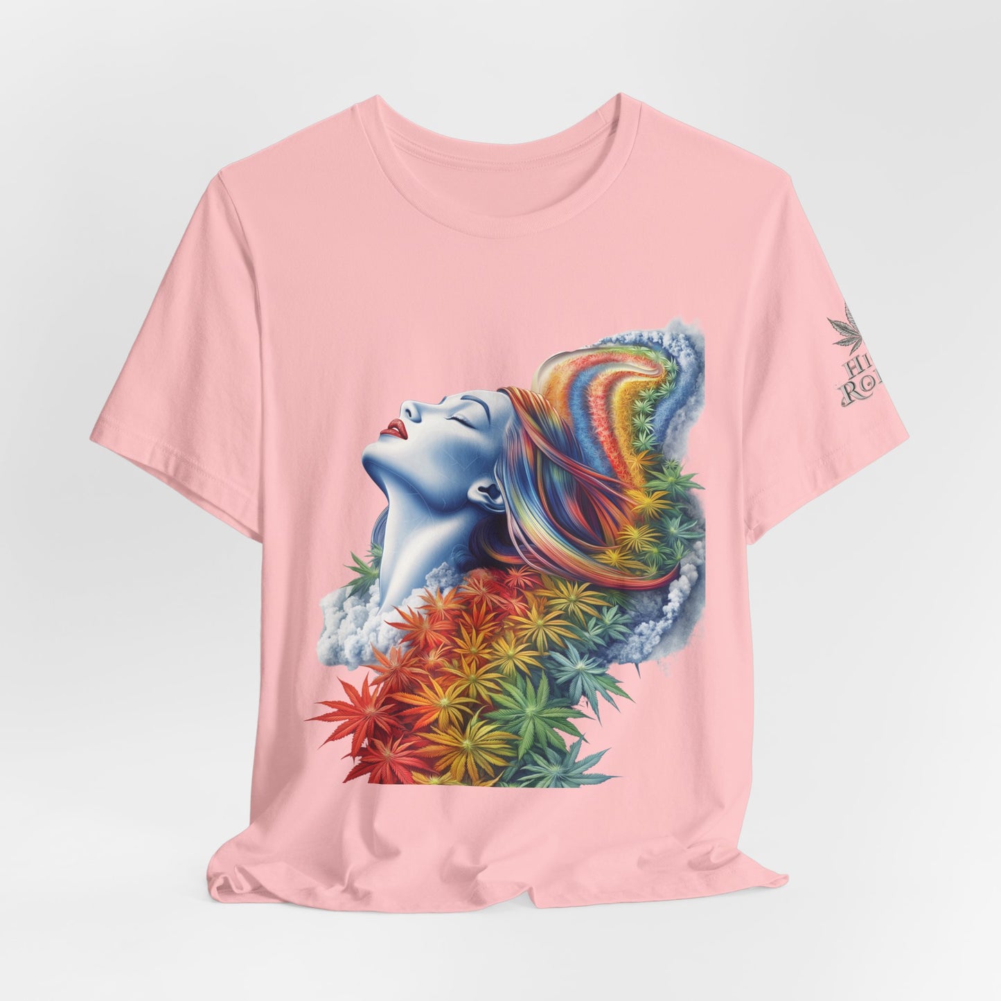 Rainbow Bloom Tee - Premium Airlume Cotton Cannabis Culture Spectrum Goddess Art