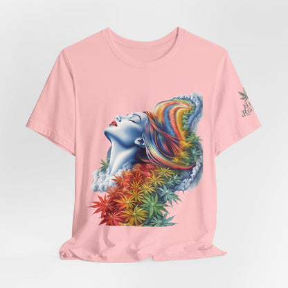 Rainbow Bloom Tee - Premium Airlume Cotton Cannabis Culture Spectrum Goddess Art