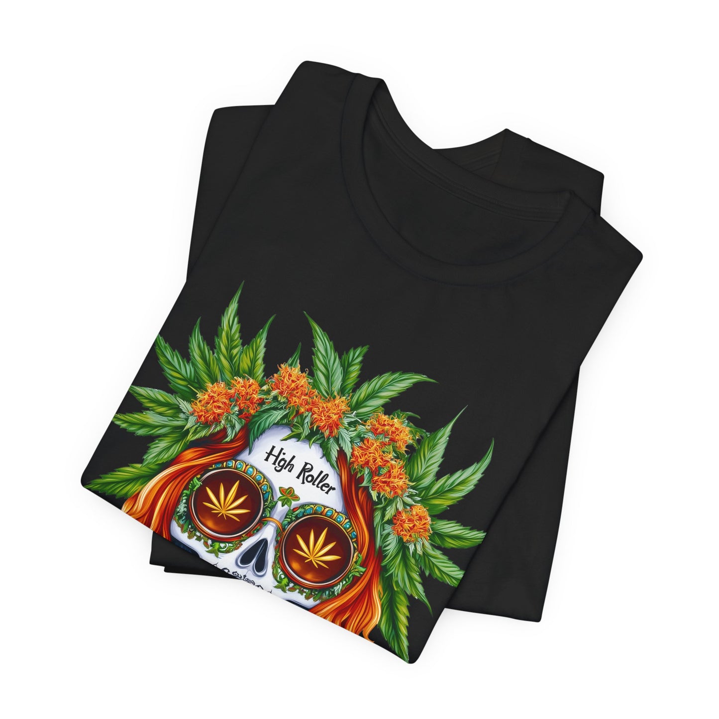 Sugar Skull Cannabis Tee - Day of Dead Art Design | High Roller