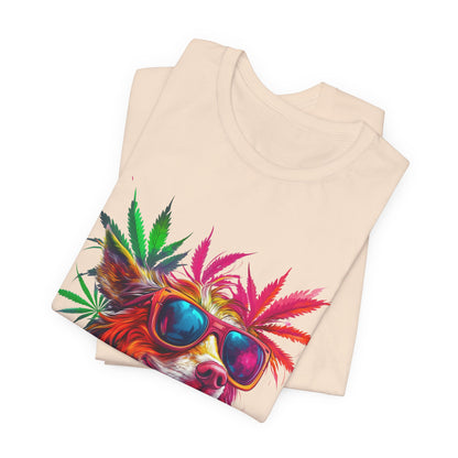Spectrum Pup Tee - Premium Airlume Cotton Cannabis Culture Psychedelic Dog Art