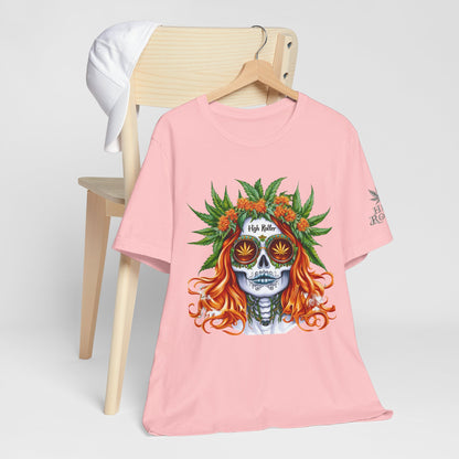 Sugar Skull Goddess Tee - Premium Airlume Cotton Cannabis Culture Day of Dead Art