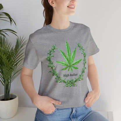 Cannabis Crest Wreath Tee - Botanical Elegance Art Design | High Roller