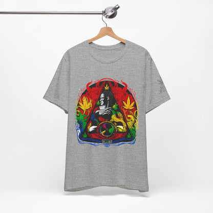 High Roller Sacred Buddha Cannabis T-Shirt - Premium 420 Spiritual Meditation Enlightenment Botanical Artistry Apparel